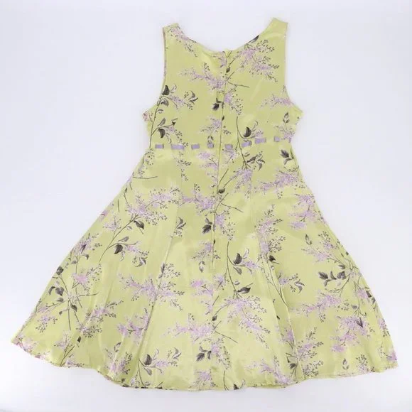 SOLD - Vintage Betsey Johnson Green & Purple Ribbon Floral Mini Dress - Picture 4 of 10